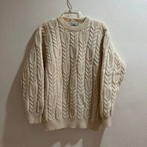 UNITED COLORS OF BENETTON Women's Cream Shetland Wool Sweater - Size M/L
